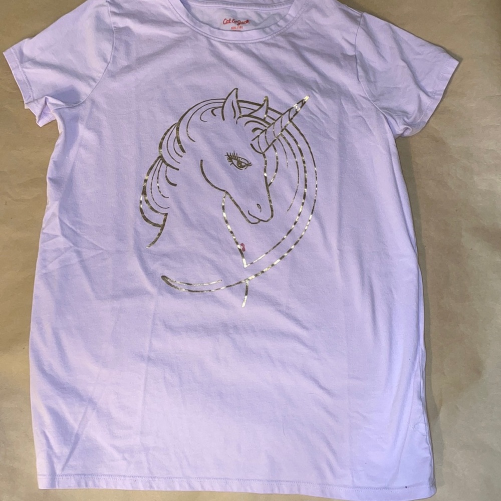 Girls lavender short sleeve unicorn T-shirt